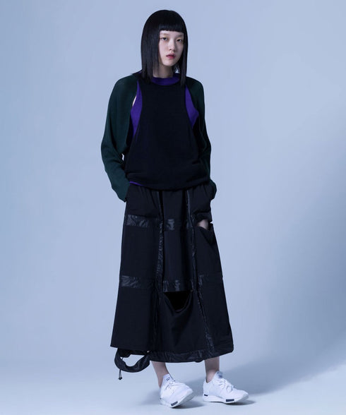 Cut-Out Panel Layered Knit Top
